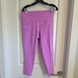 Athleta Purple Salutation Stash Pocket 7/8 Leggings Appx 23" Inseam Orchid Large